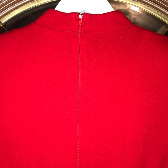 RARE Vintage 80’s Breakin’ Hearts Red Long Sleeve High Neck Toggle Dress - Picture 12 of 15